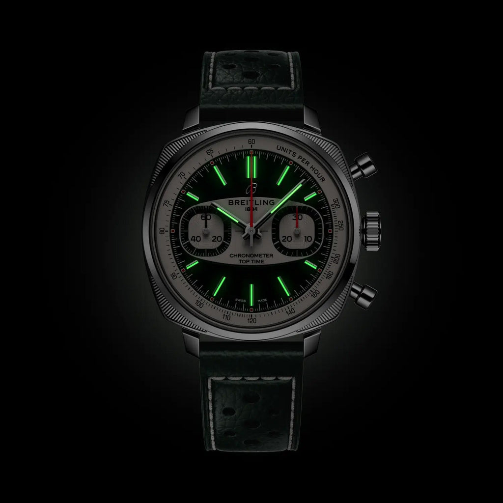 Breitling Top Time B01 Racing 38mm Watch with Green Leather Strap, Limited Edition