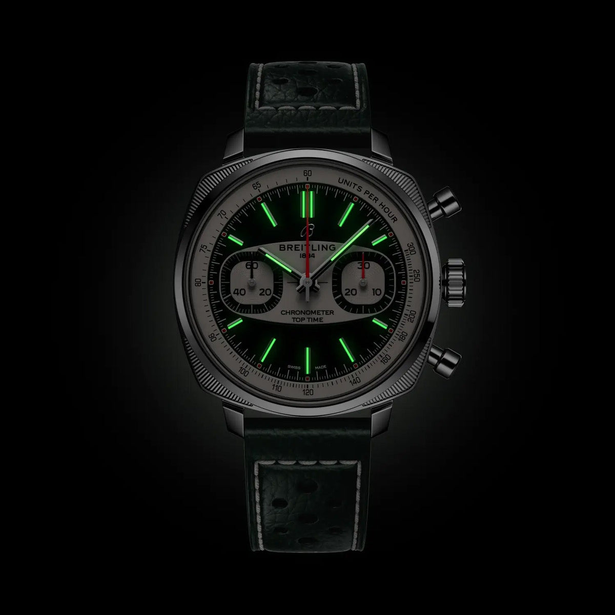 Breitling Top Time B01 Racing 38mm Watch with Green Leather Strap, Limited Edition