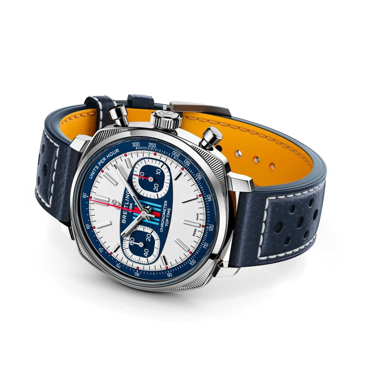 Breitling Top Time B01 Racing 38mm Watch with Dark Blue Leather Strap, Limited Edition
