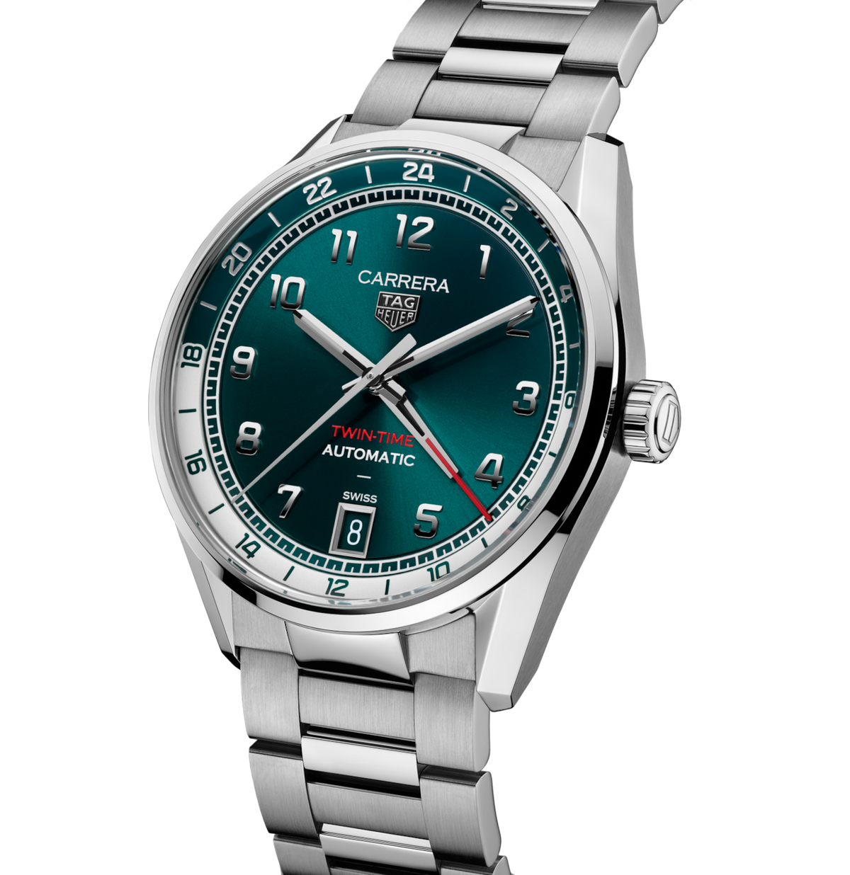 TAG Heuer Carrera Date Twin-Time Watch with Green Dial