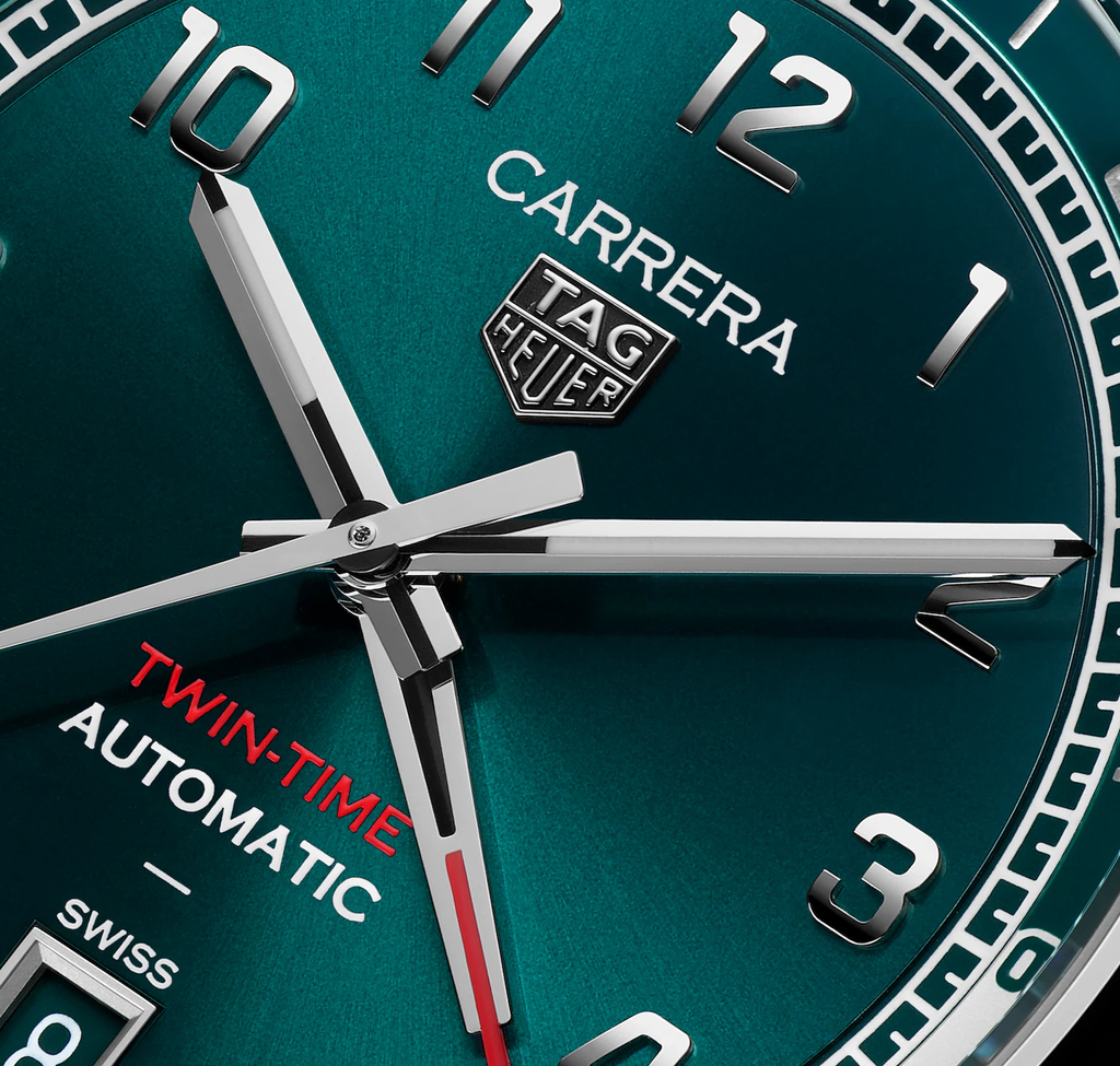 TAG Heuer Carrera Date Twin-Time Watch with Green Dial