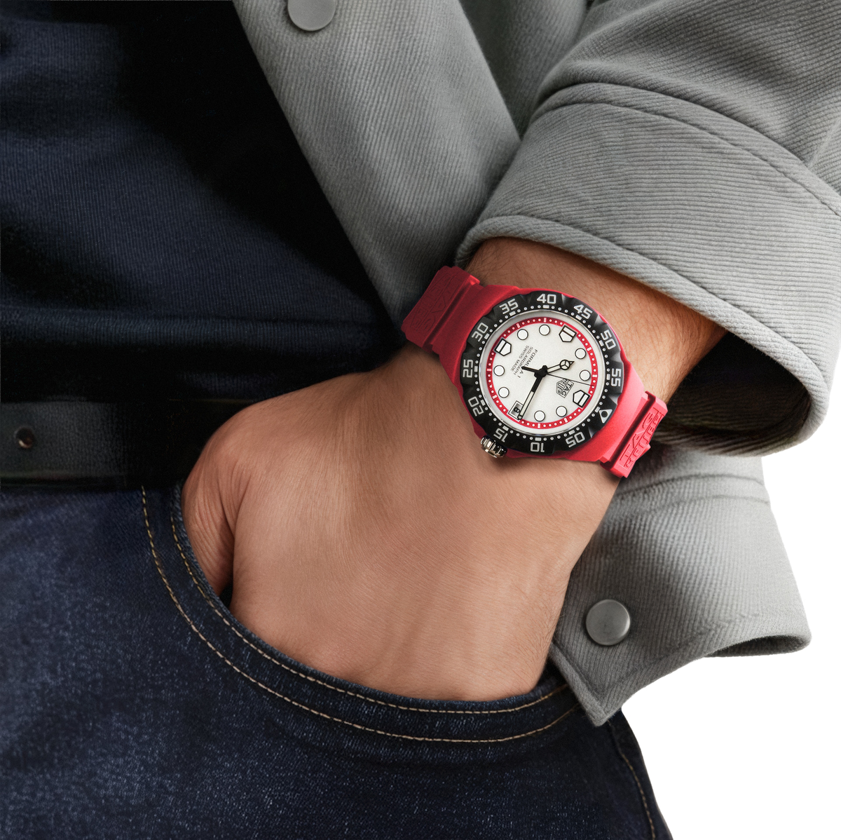TAG Heuer Formula 1 Solargraph Watch with Red Rubber Strap