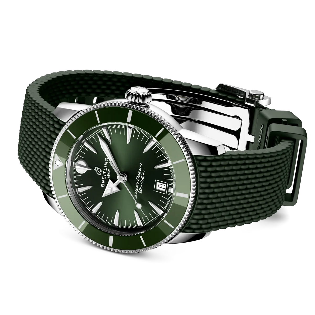 Breitling Superocean Heritage B31 Automatic 42 Watch with Green Rubber Strap