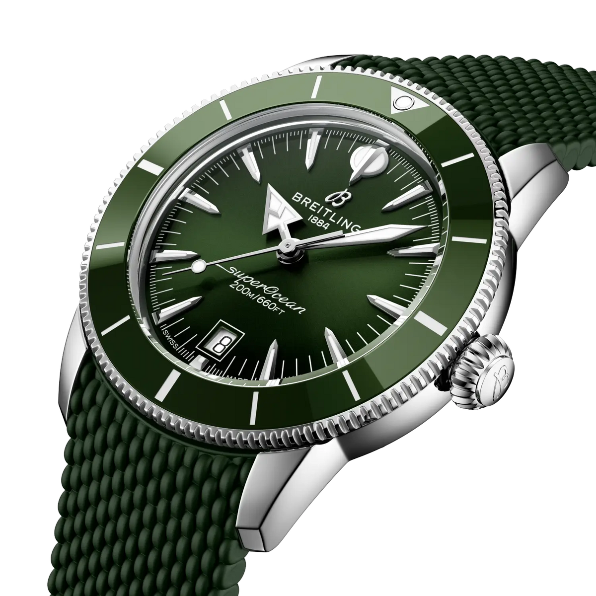 Breitling Superocean Heritage B31 Automatic 42 Watch with Green Rubber Strap