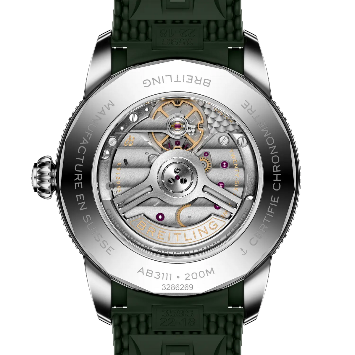 Breitling Superocean Heritage B31 Automatic 42 Watch with Green Rubber Strap