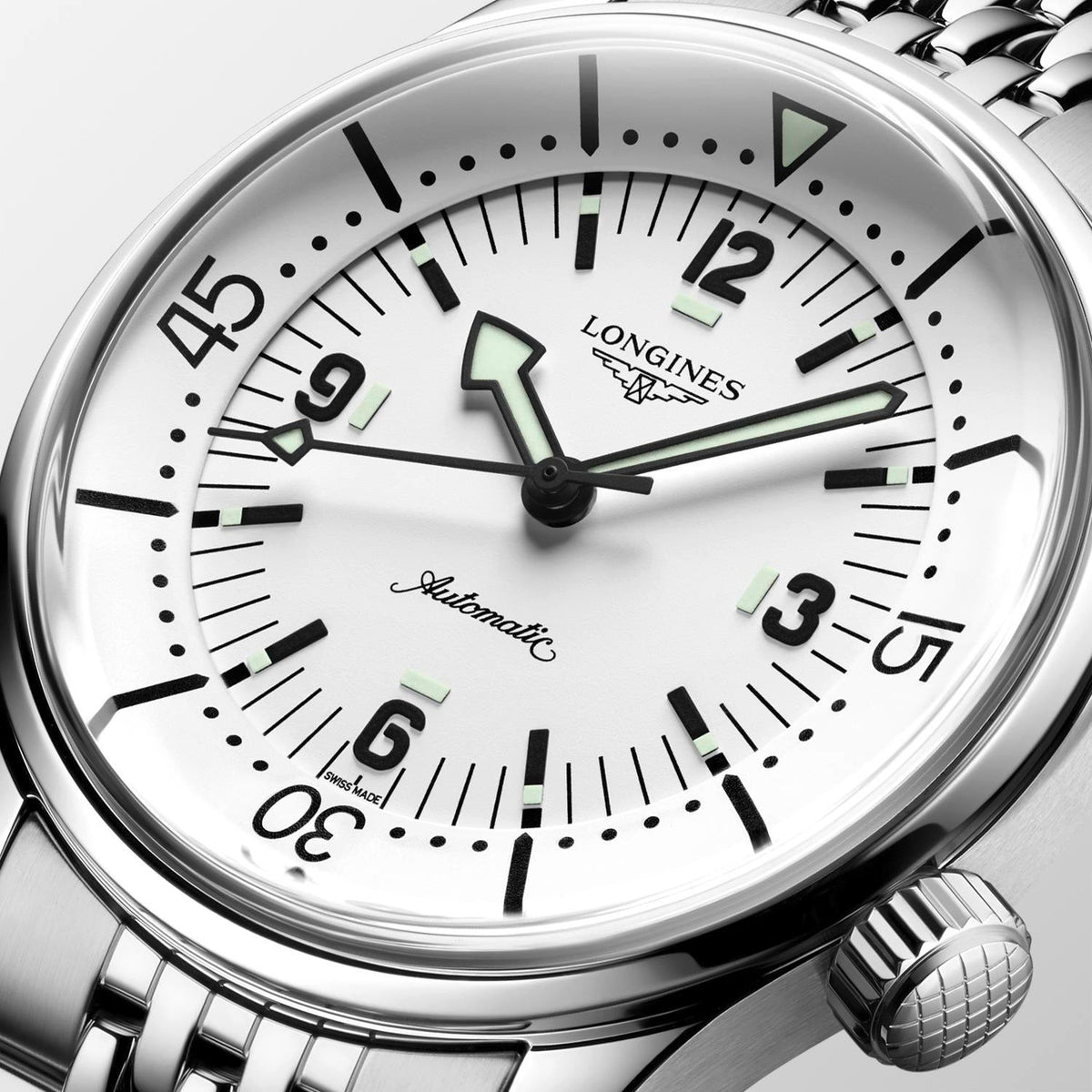 Longines Legend Diver 39mm Watch with White Dial