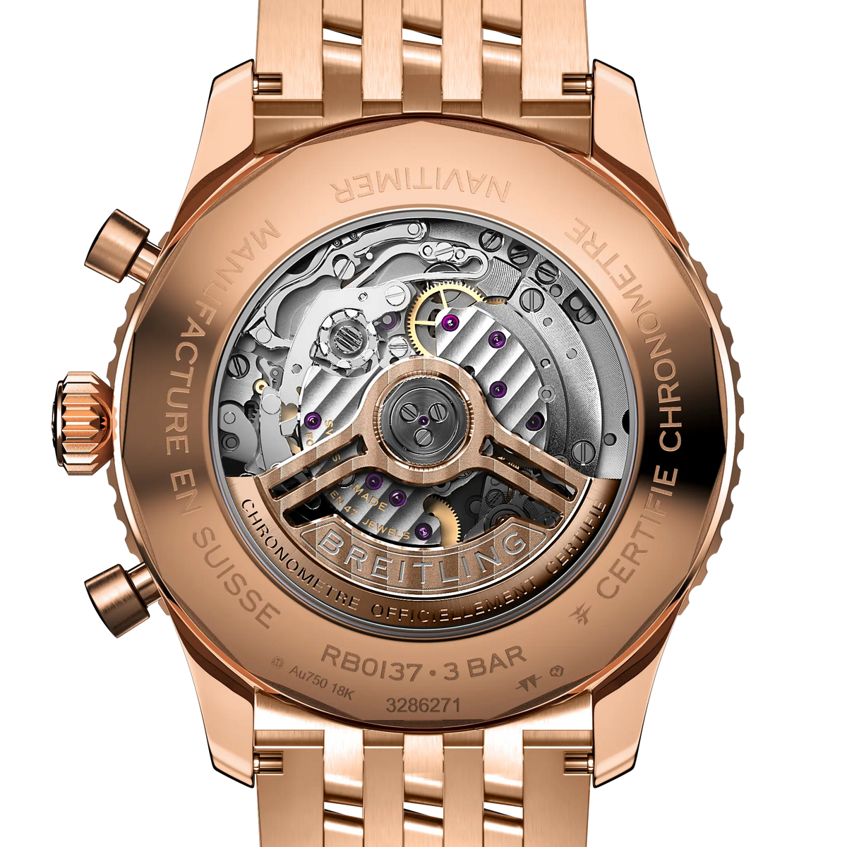 Breitling Navitimer B01 Chronograph 46 Watch with 18K Red Gold Bracelet