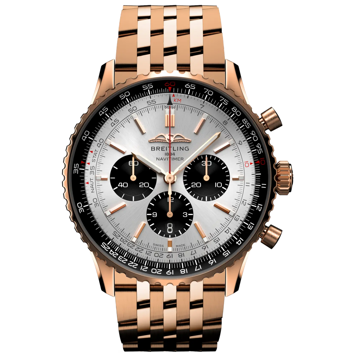 Breitling Navitimer B01 Chronograph 46 Watch with 18K Red Gold Bracelet