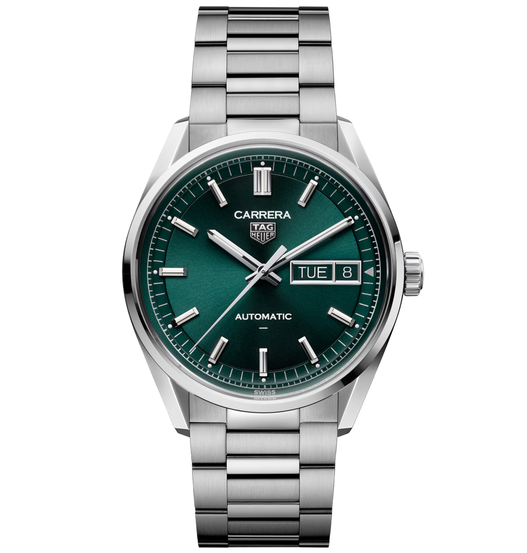 TAG Heuer Carrera Day-Date Watch with Deep Green Dial