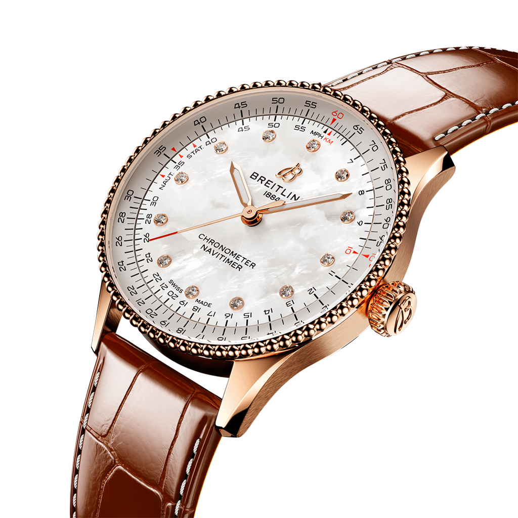 Breitling Navitimer Automatic 36 Watch with Brown Leather Strap