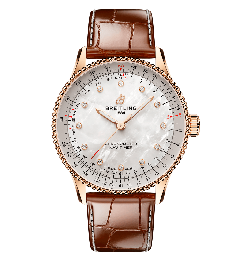Breitling Navitimer Automatic 36 Watch with Brown Leather Strap
