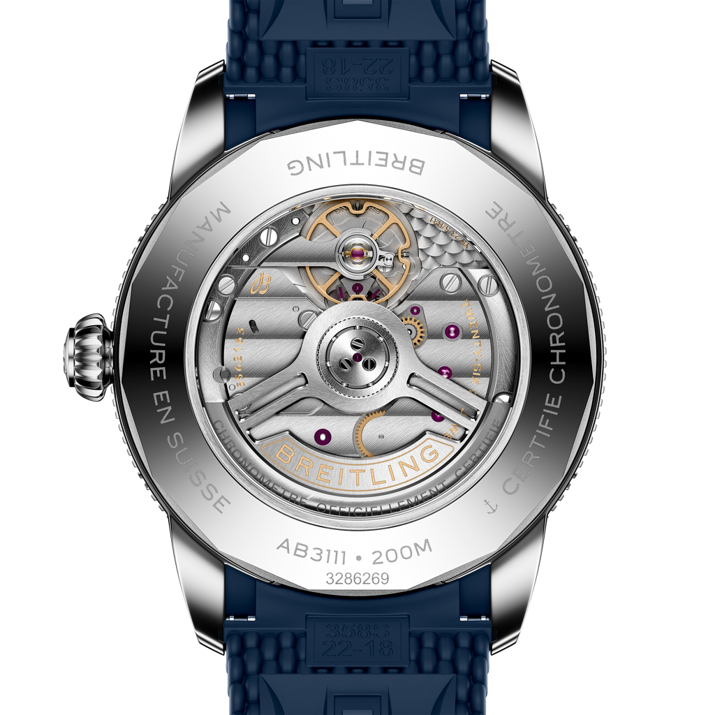 Breitling Superocean Heritage B31 Automatic 42 Watch with Blue Mesh Rubber Strap