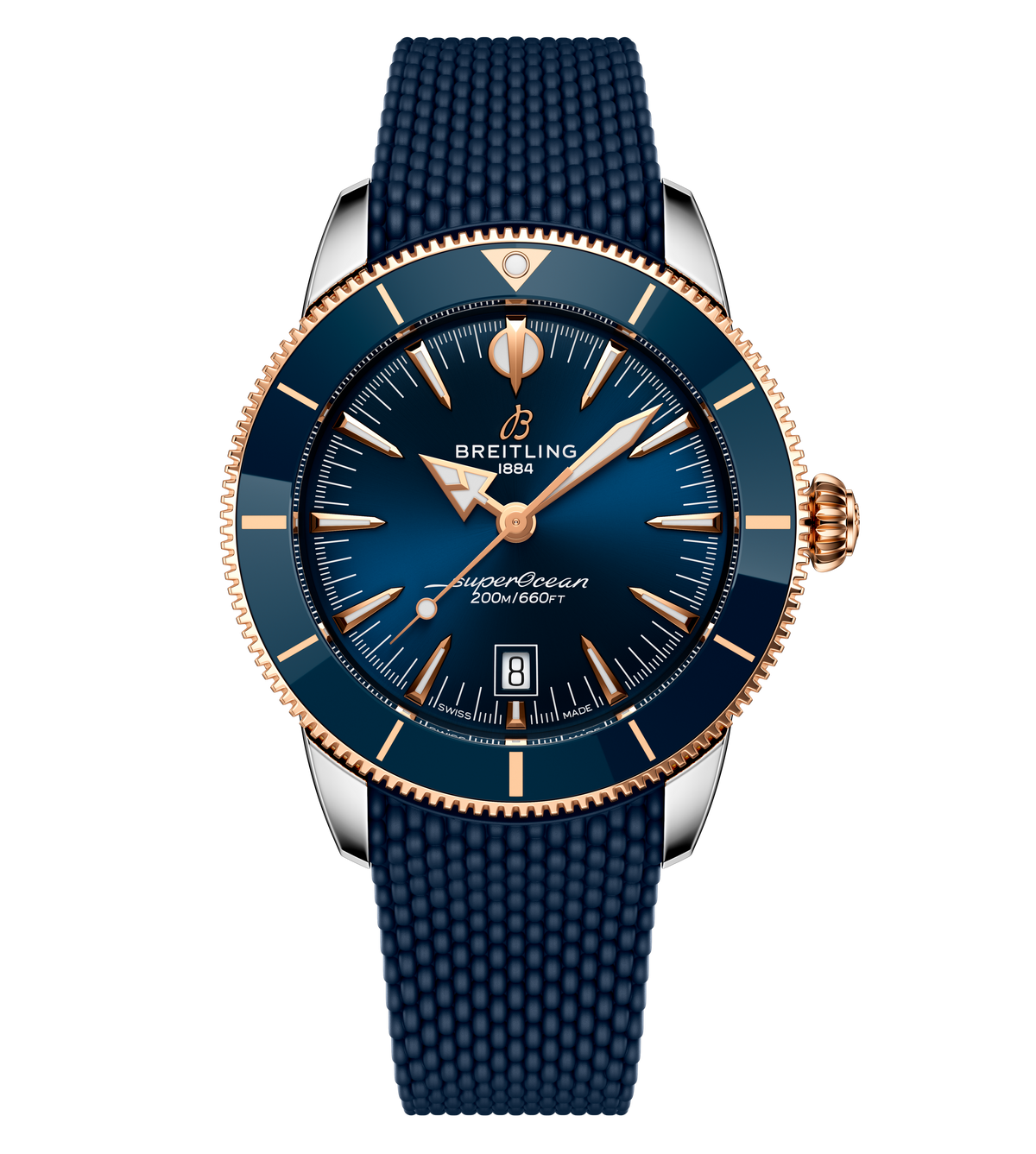 Breitling Superocean Heritage B31 Automatic 44 Watch with Blue Mesh Rubber Strap