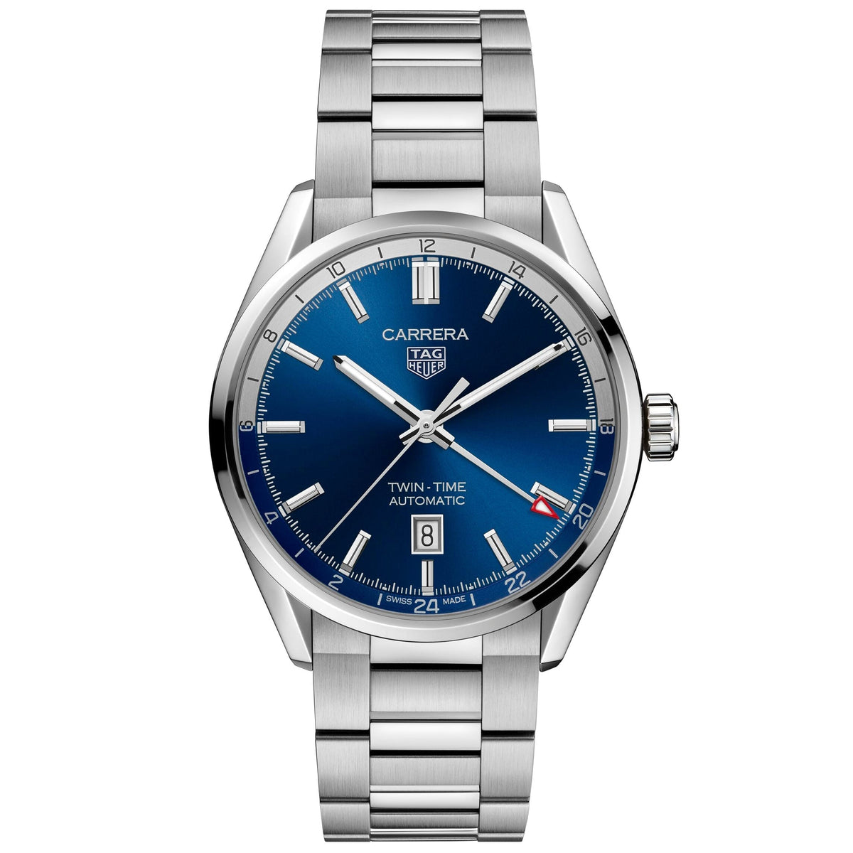 TAG Heuer Carrera Calibre 7 Twin Time Automatic Men's Blue Dial Watch, 41mm