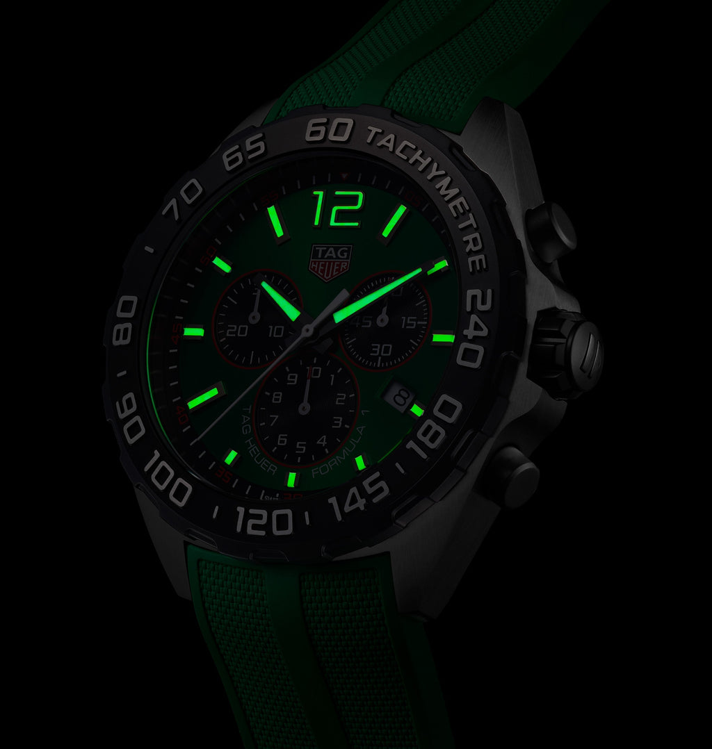 TAG Heuer Formula 1 Men's Quartz Chronograph Green Dial and Rubber Strap Watch