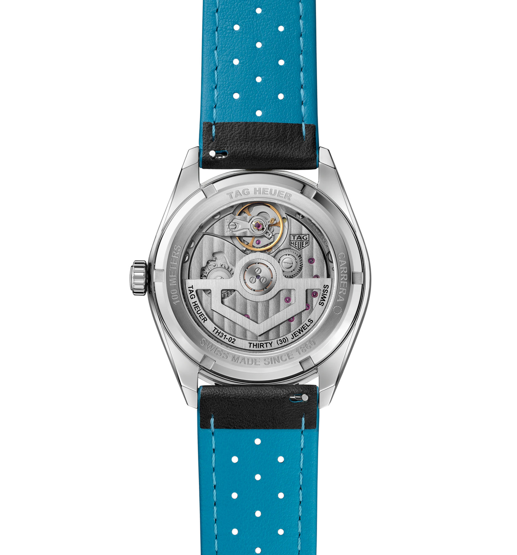 TAG Heuer Carrera Day-Date Watch with Black Leather Strap