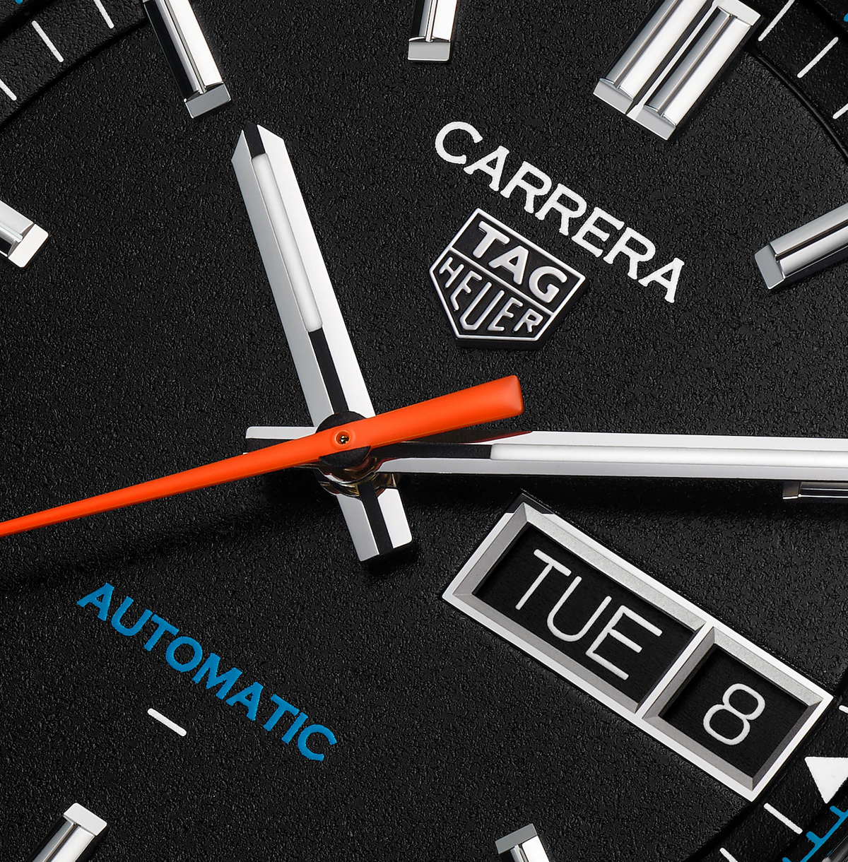 TAG Heuer Carrera Day-Date Watch with Black Leather Strap