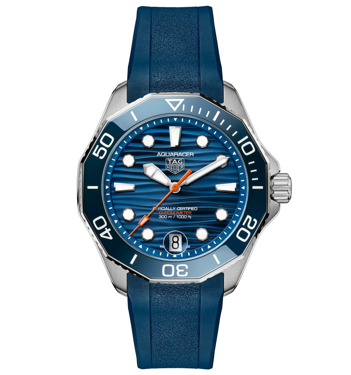 TAG Heuer Aquaracer Professional 300 Date Watch with Blue Rubber Strap