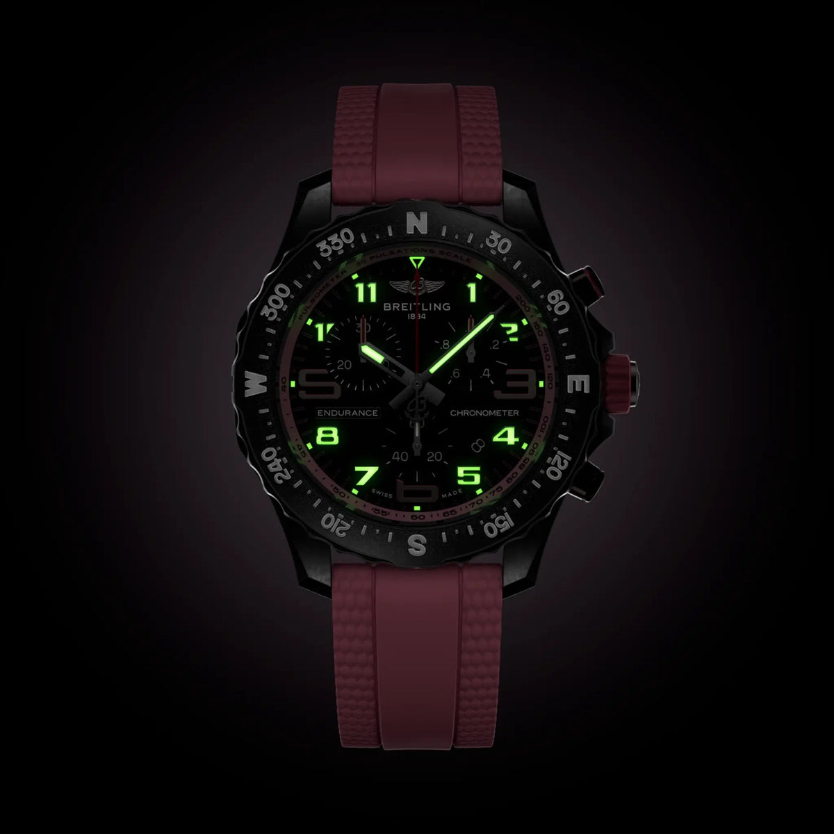 Breitling Endurance Pro 38 Watch with Pink Rubber Strap