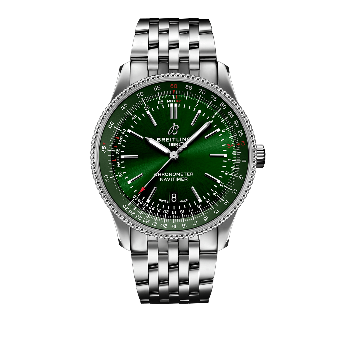 Breitling Navitimer Watch with Green Dial, 41mm