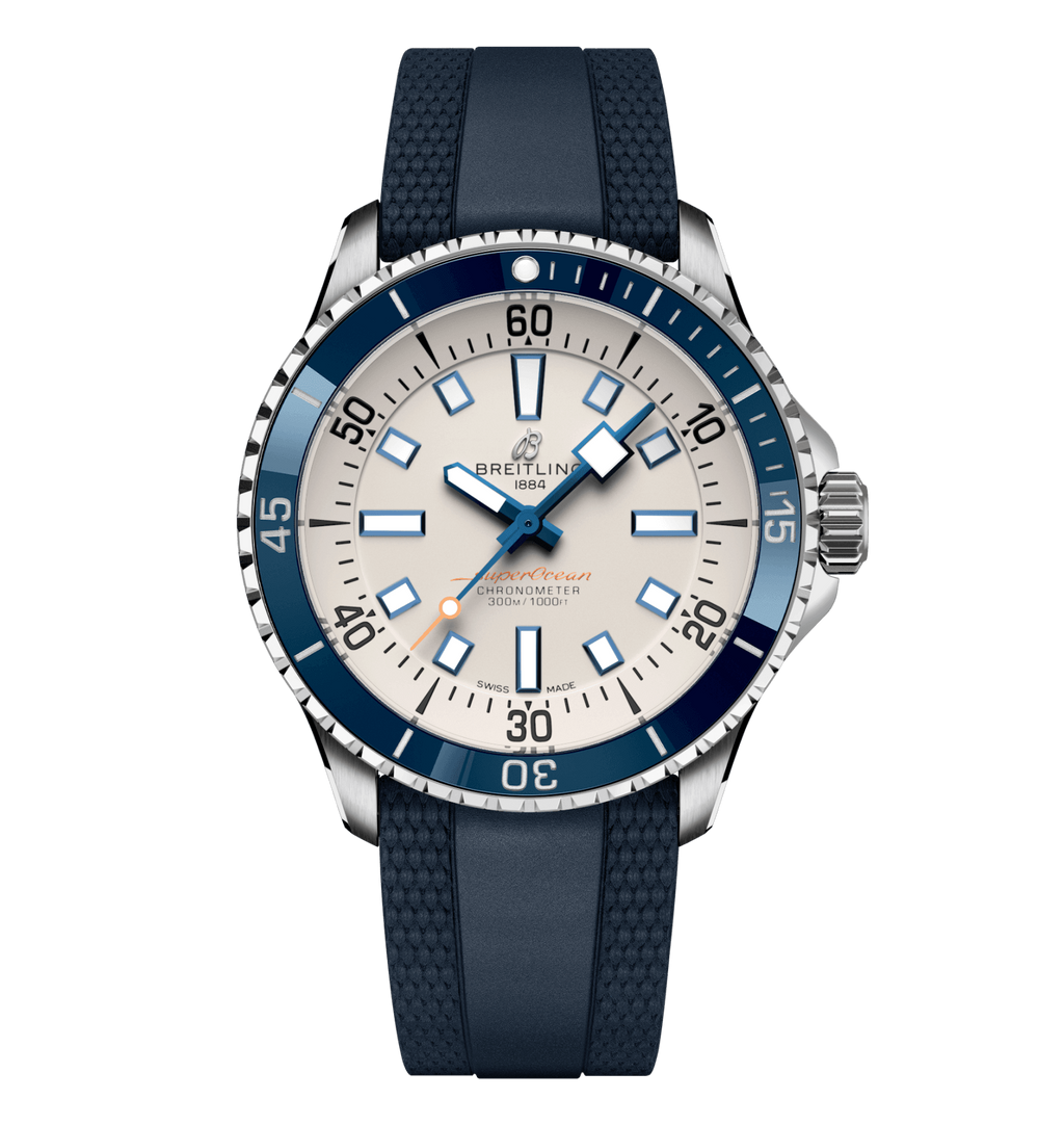 Breitling Superocean Silver on Rubber Watch, 42mm