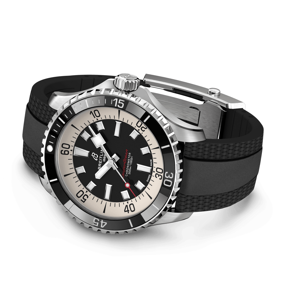 Breitling Superocean Black on Rubber Watch, 44mm