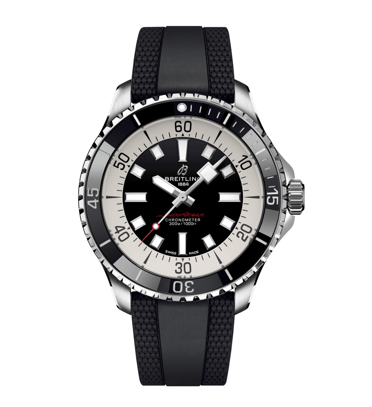 Breitling Superocean Black on Rubber Watch, 44mm