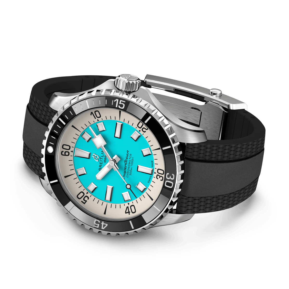 Breitling Superocean Turquoise on Rubber Watch, 44mm