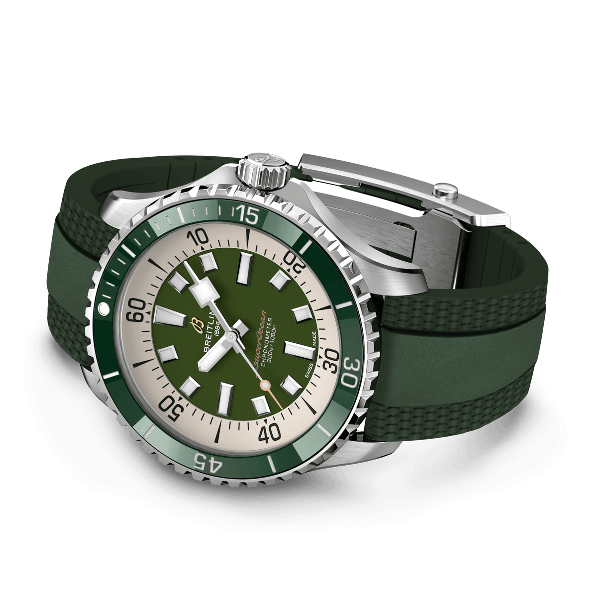Breitling Superocean Green on Rubber Watch, 44mm