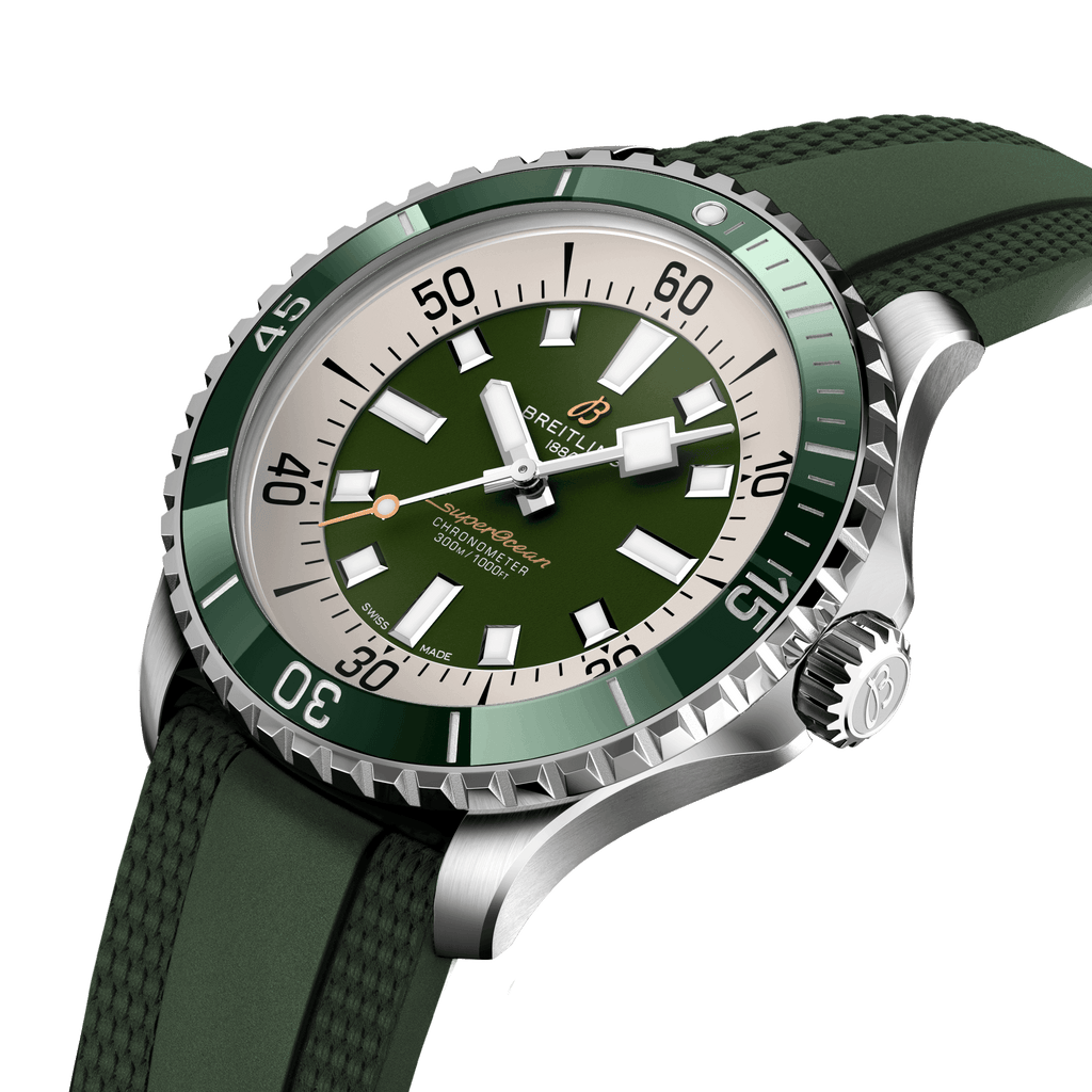 Breitling Superocean Green on Rubber Watch, 44mm