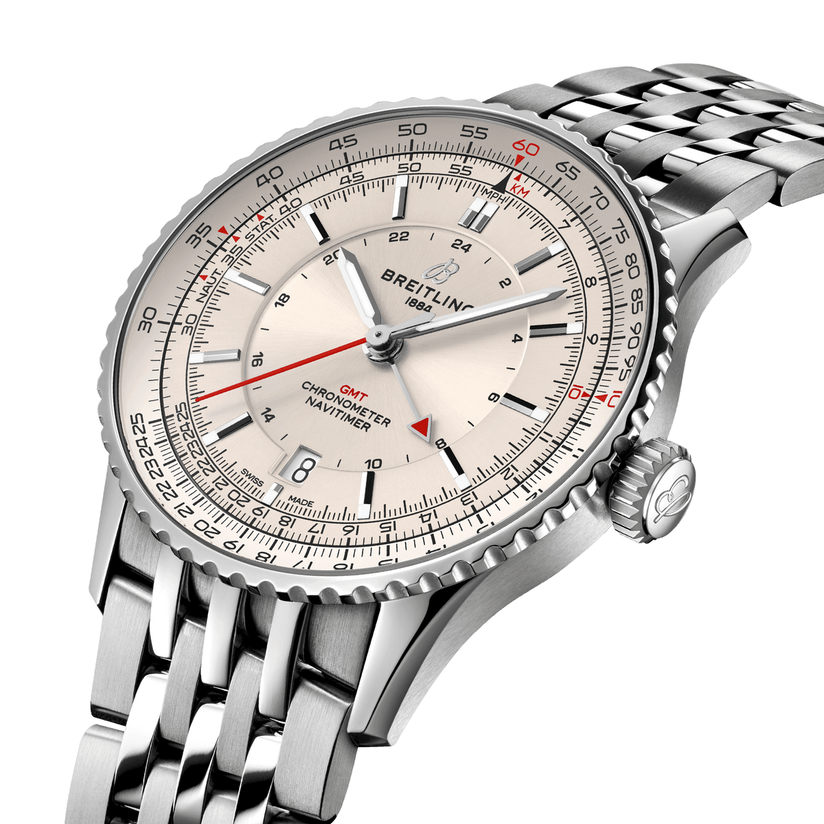 Breitling Navitimer Automatic GMT 41 Watch with Ivory Dial