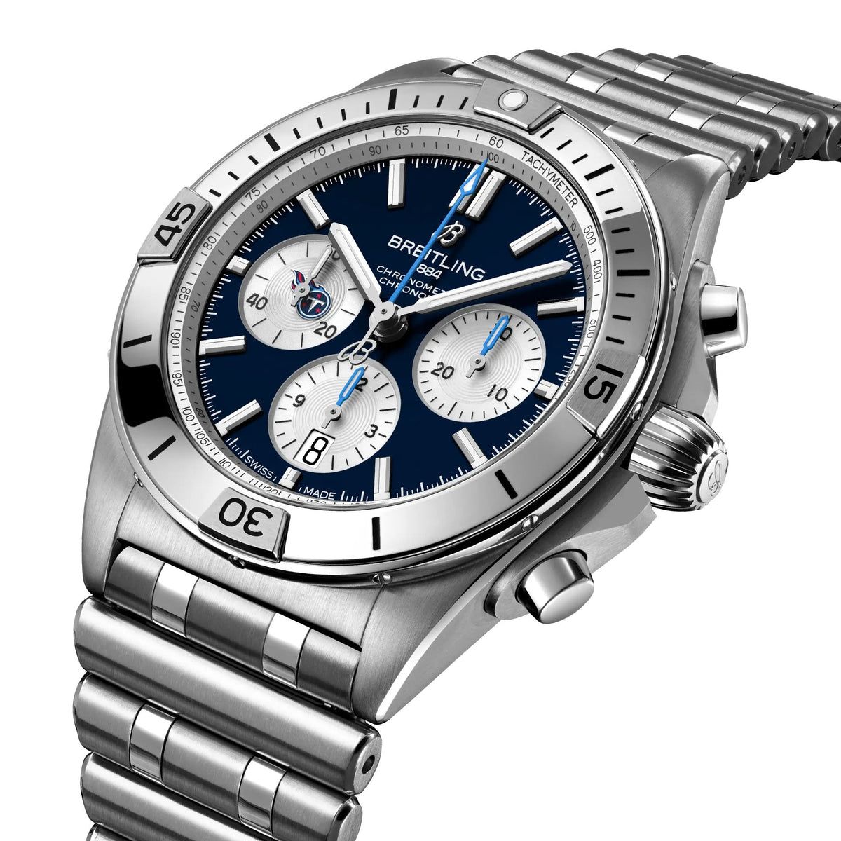 Breitling Chronomat B01 42 NFL Tennessee Titans Edition with Stainless Steel Bracelet