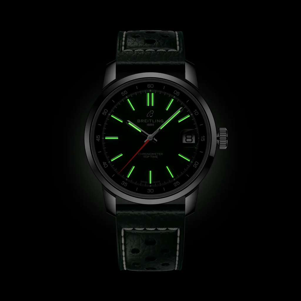 Breitling Top Time B31 38mm Watch with Green Leather Strap