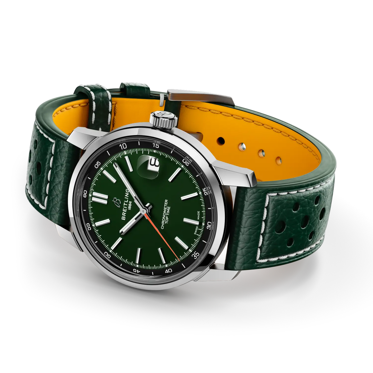 Breitling Top Time B31 38mm Watch with Green Leather Strap
