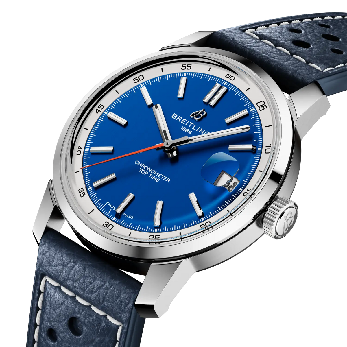 Breitling Top Time B31 38mm Watch with Blue Leather Strap