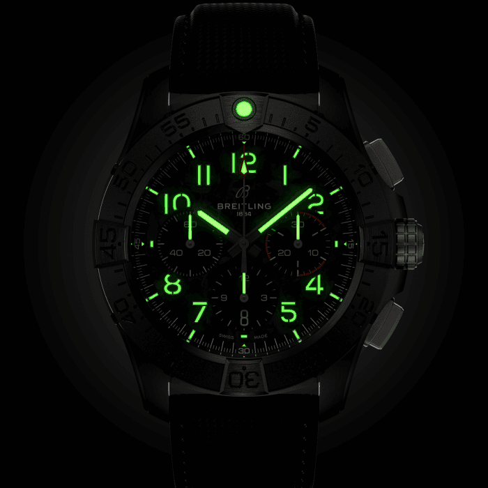 Breitling Avenger B01 Chronograph 44mm Night Mission Watch with Black Carbon Dial