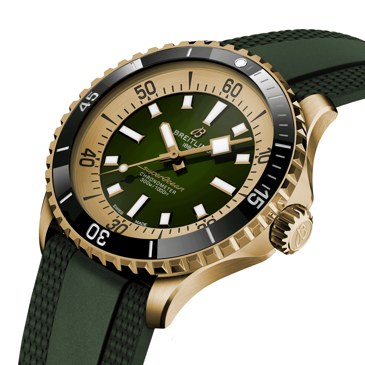 Breitling Superocean Bronze Green on Rubber Watch, 42mm