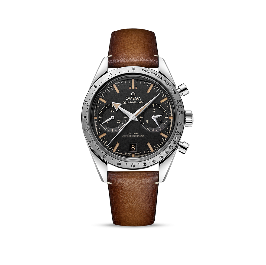 OMEGA Speedmaster '57 Co-Axial Master Chronometer Chronograph, 40.5mm on Brown Strap