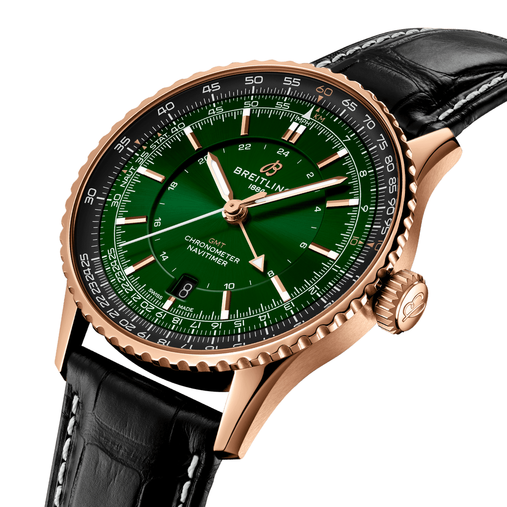Breitling Navitimer Automatic GMT 41 Watch with Green Dial