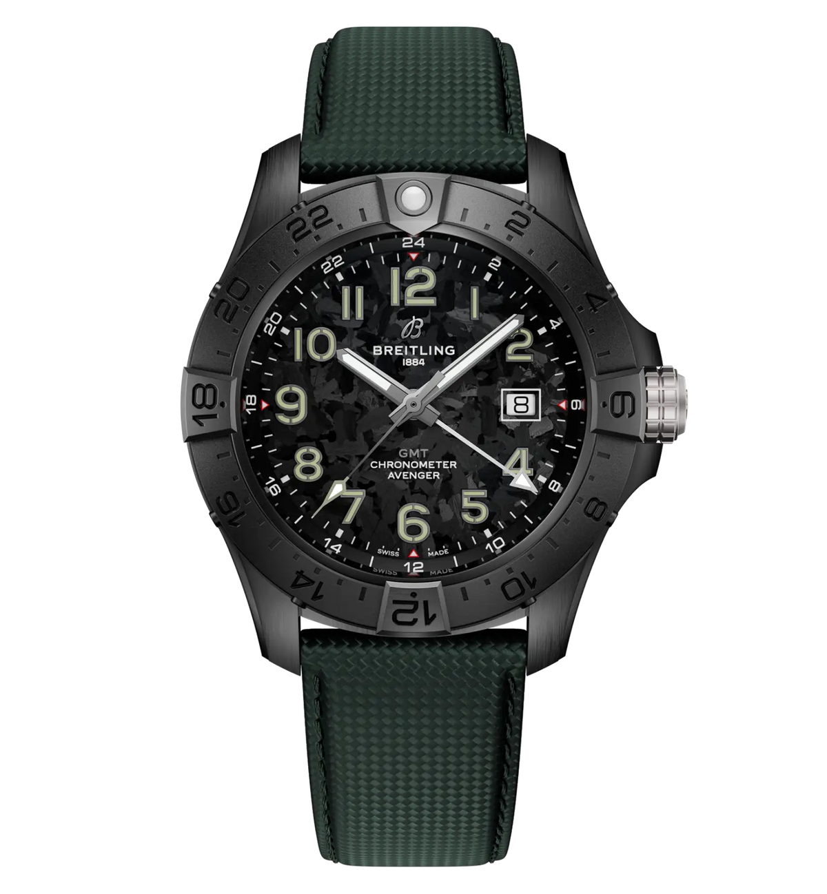 Breitling Avenger Automatic GMT 44 Night Mission Watch with Leather Strap