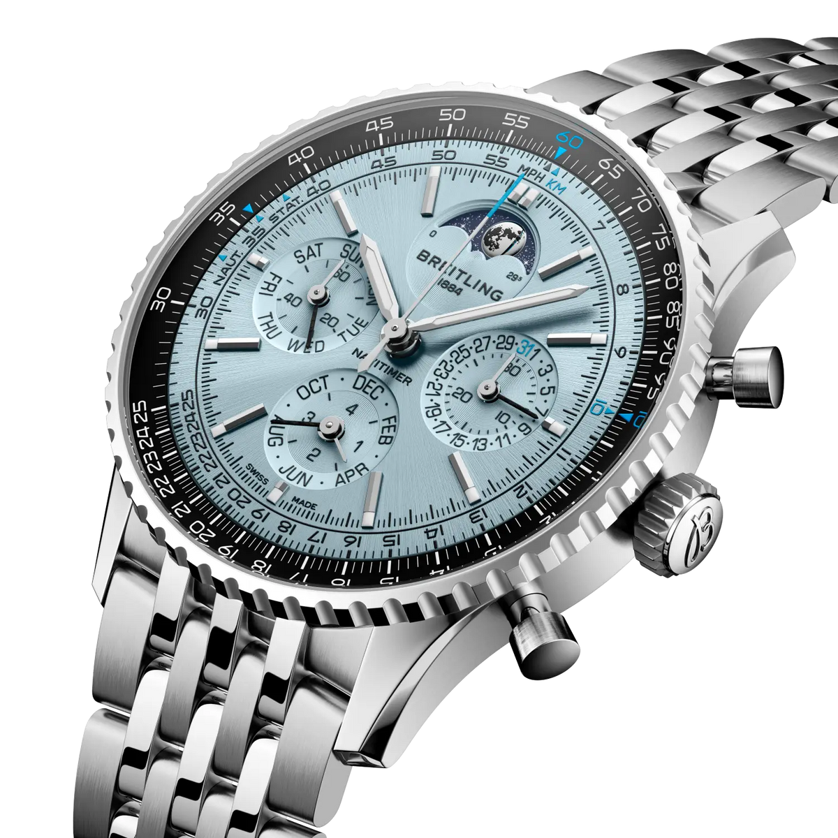 Breitling Navitimer B19 Chronograph 43 Perpetual Calendar Watch with Stainless Steel Bracelet