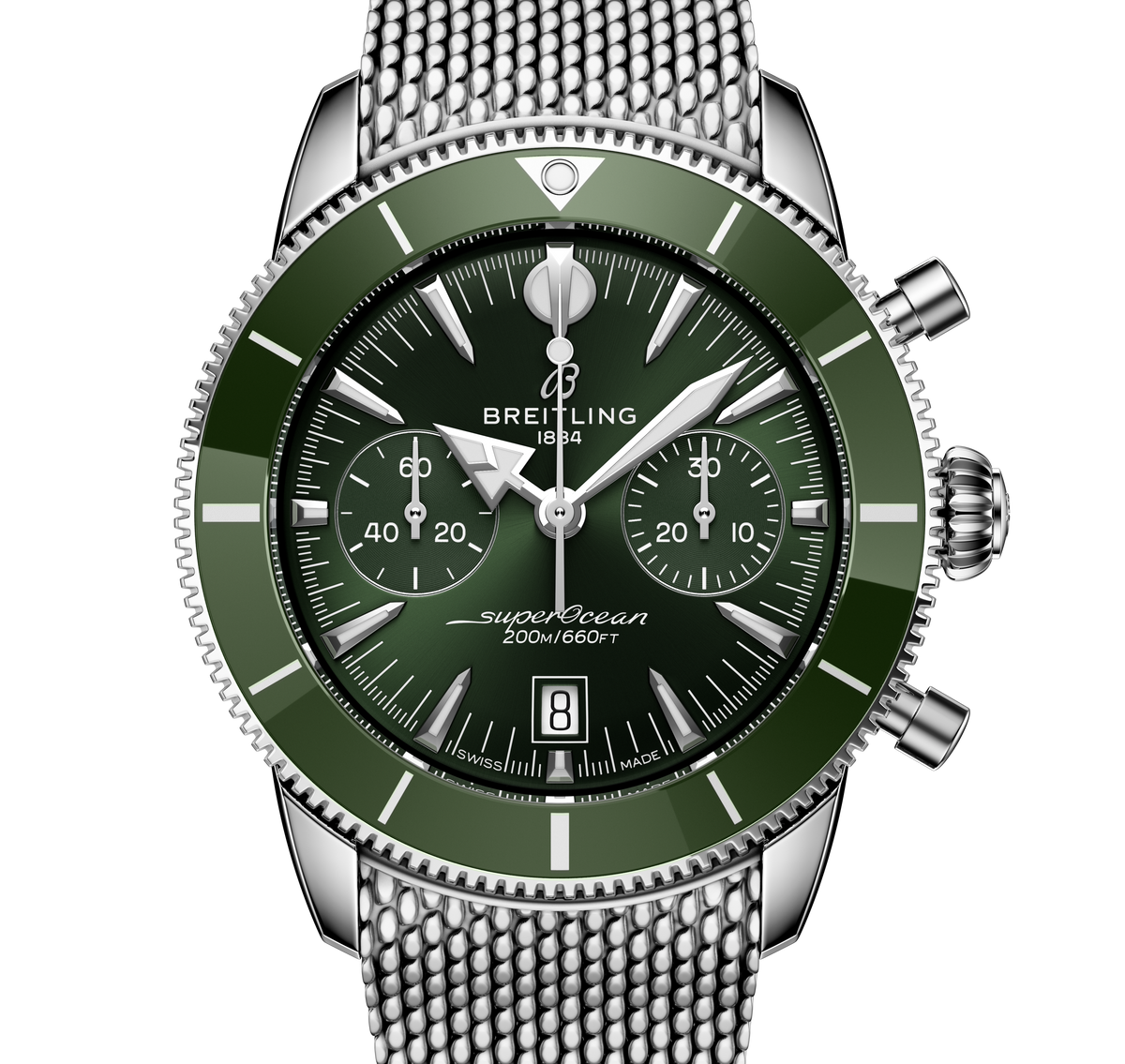 Breitling Superocean Heritage B01 Chronograph 42 Watch with Green Dial