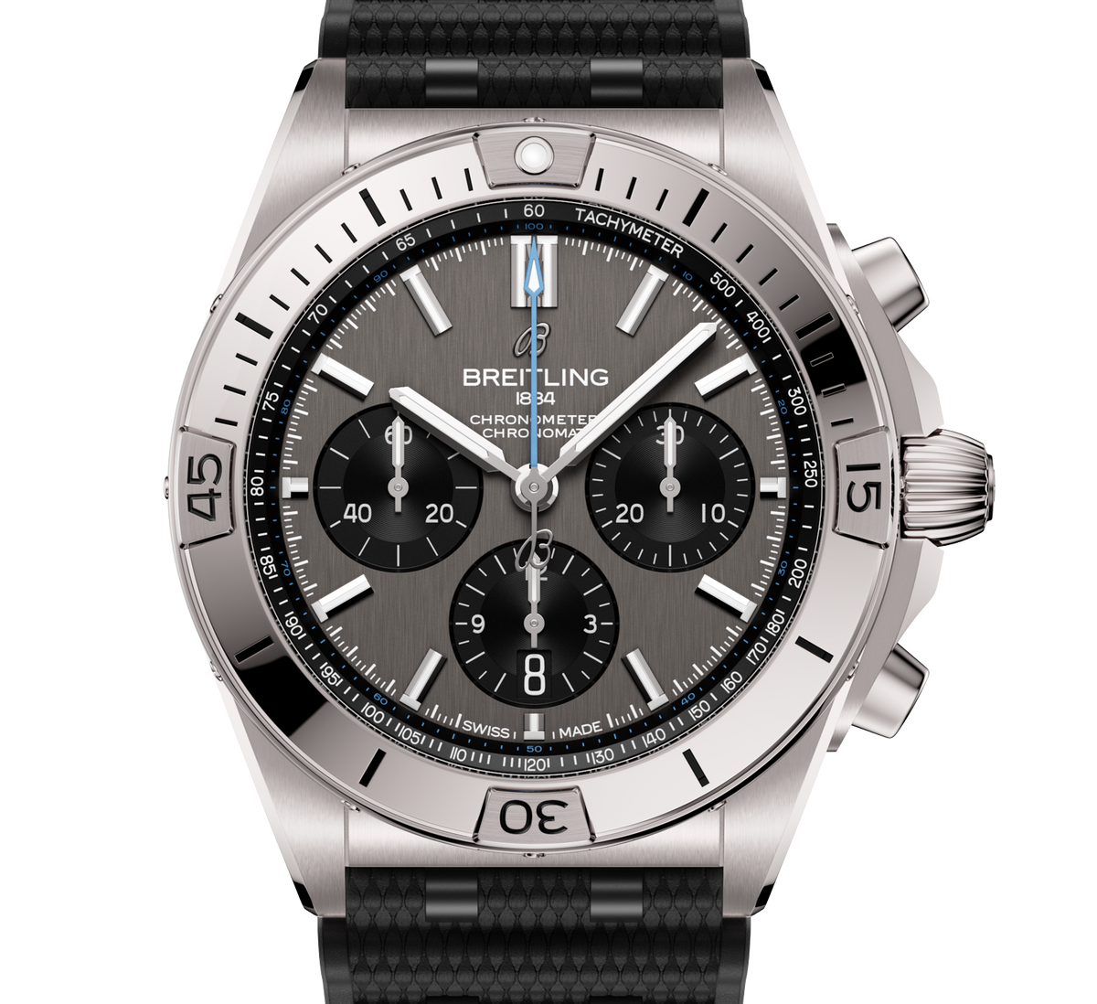 Breitling Chronomat B01 42 Watch with Black Rubber Rouleaux Strap
