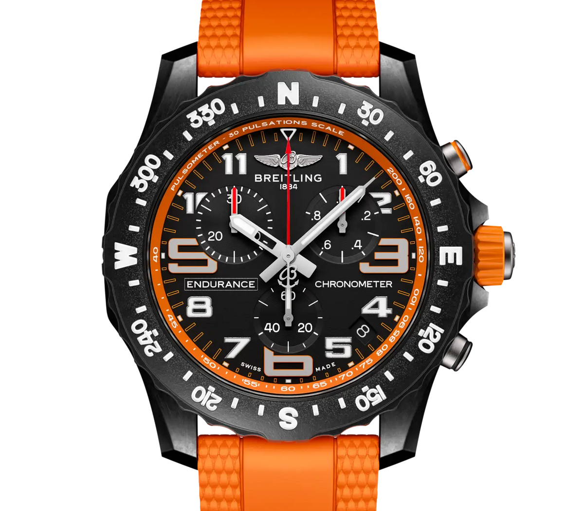 Breitling Endurance Pro 44 Watch with Orange Rubber Strap