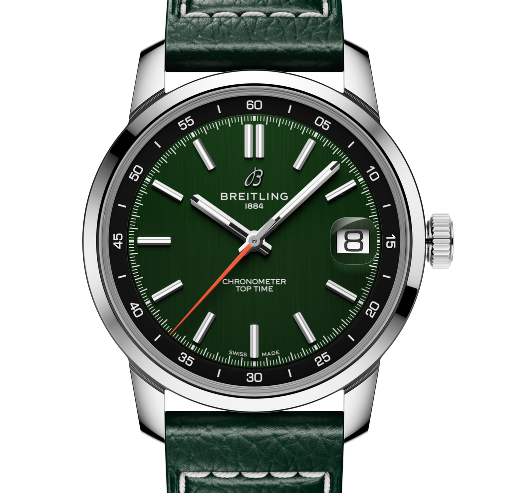 Breitling Top Time B31 38mm Watch with Green Leather Strap