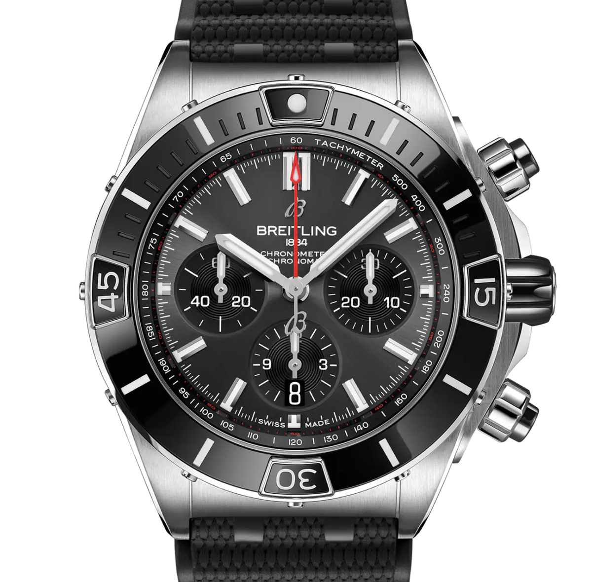 Breitling Super Chronomat B01 44 Watch with Black Rubber Strap