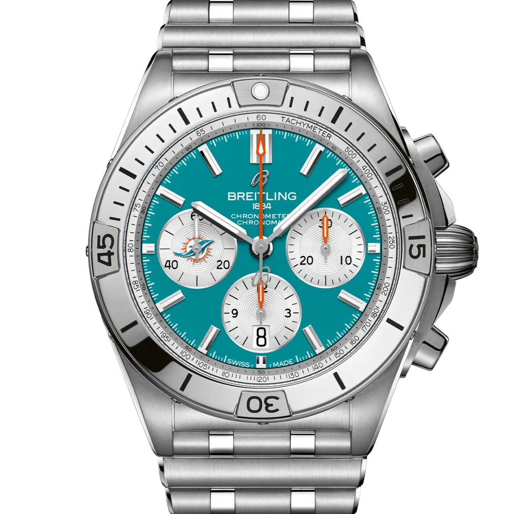 Breitling Chronomat B01 42 NFL Miami Dolphins Edition with Stainless Steel Bracelet