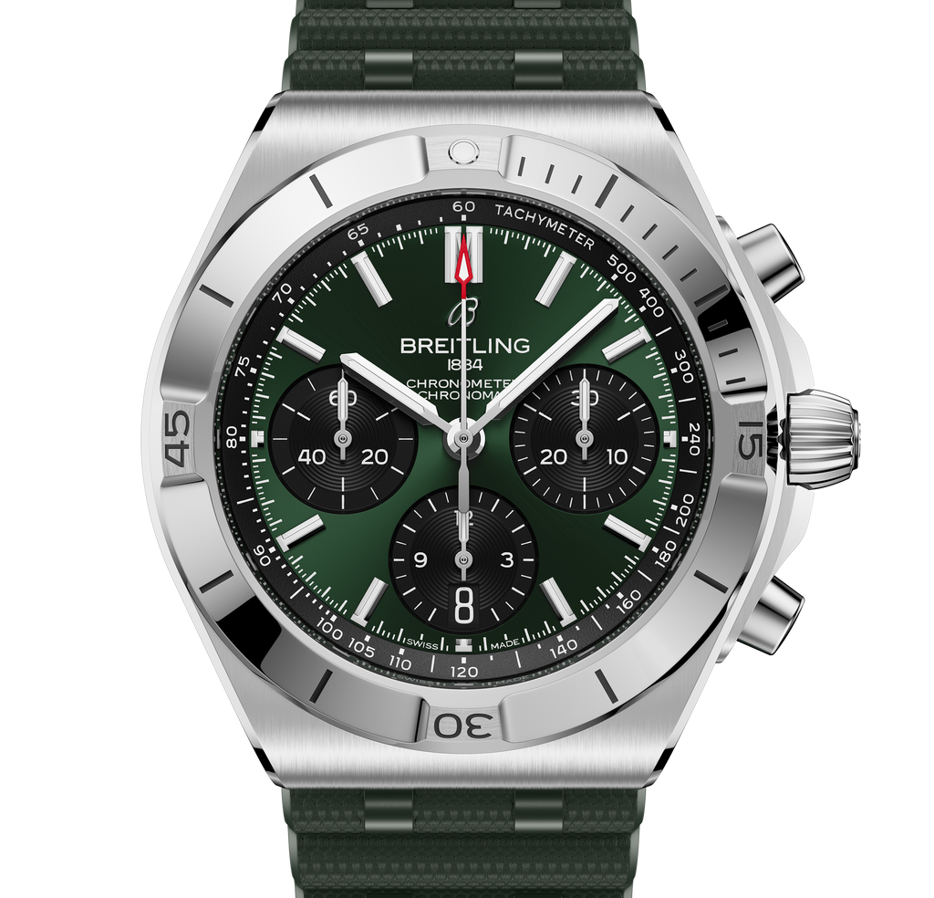 Breitling Chronomat B01 Chronograph 42 Watch with Green Rubber Strap