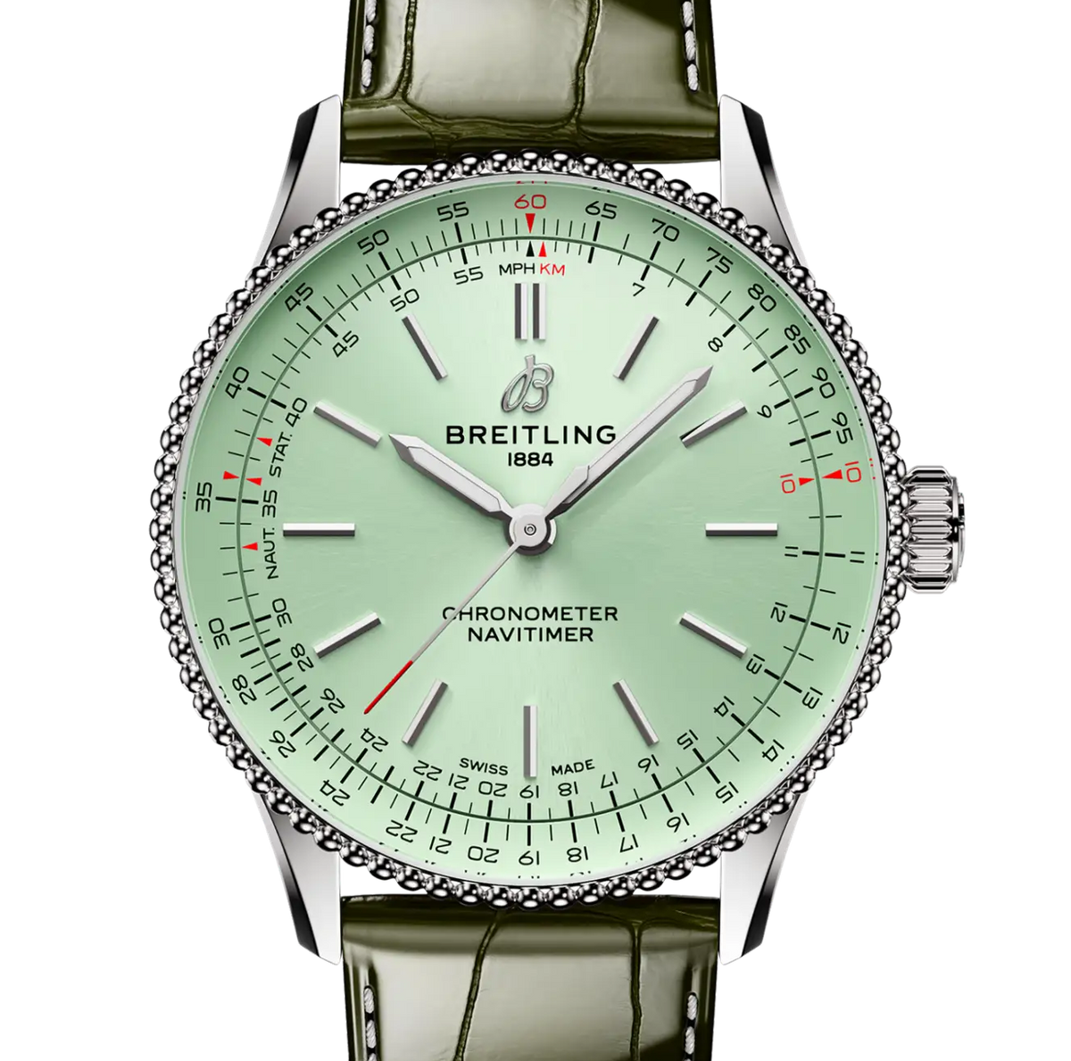 Breitling Navitimer Automatic 36 Watch with Green Leather Strap