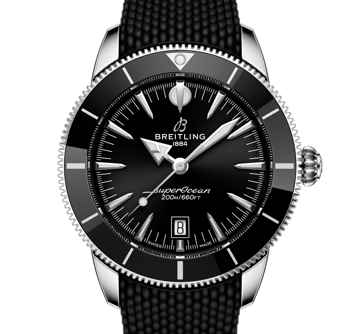 Breitling Superocean Heritage B31 Automatic 44 Watch with Black Mesh Rubber Strap